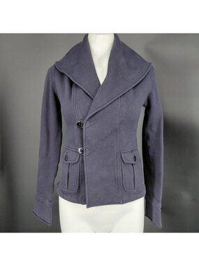Ralph Lauren Rugby Jacket Pea Coat Womens XS Blue Knit Anchor Buttons Nautical